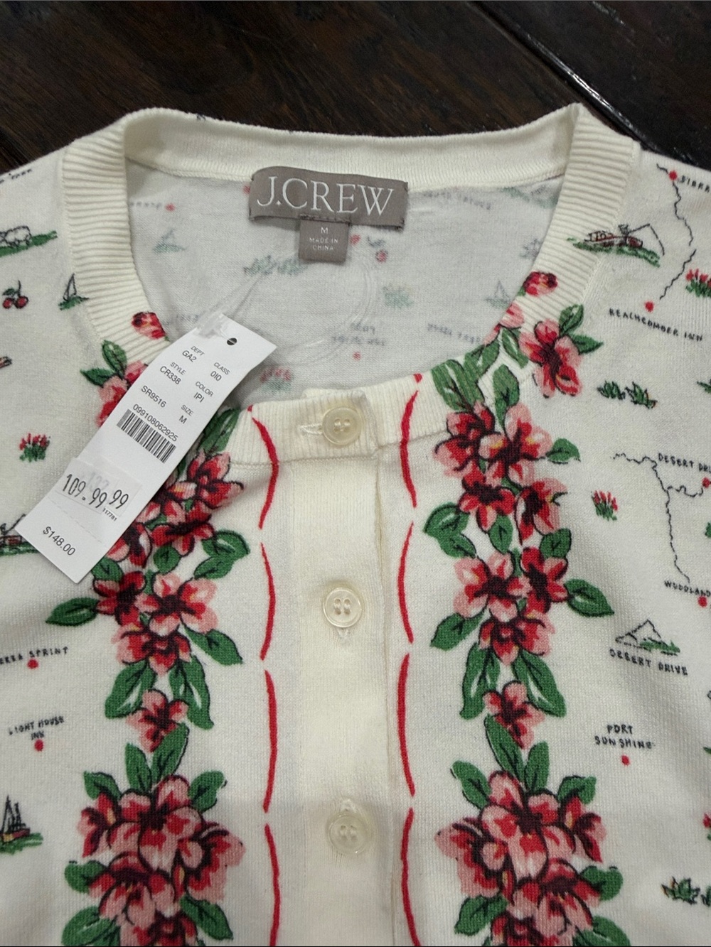 J. Crew Jackie Cardigan in map-print in premium ultra-fine cotton blend - Picture 5 of 8